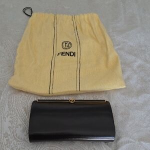Fendi Dark Brown Leather Evening Bag